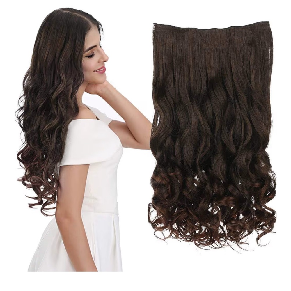 REECHO 20" 1-pack 3/4 Full Head Wave Clip in Synthetic Hair Extensions 5 Clips